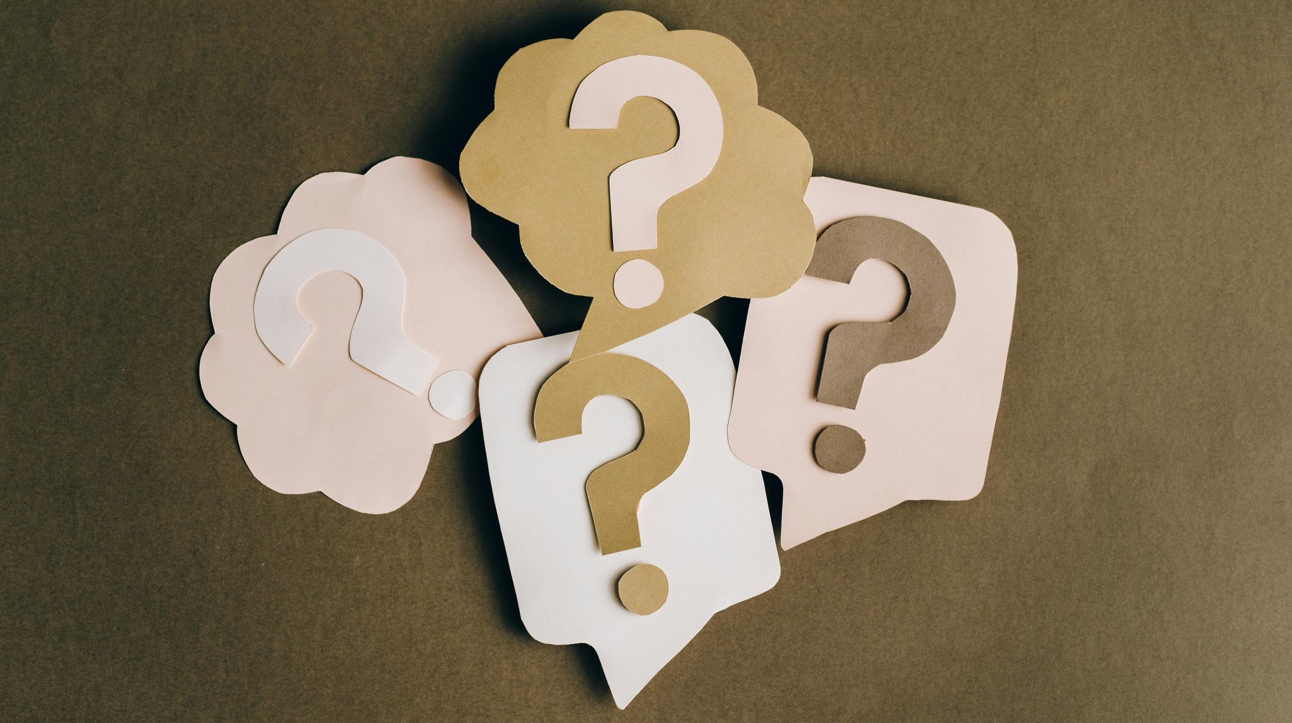 Question marks on paper crafts